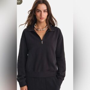 NWT Mate the label Organic Fleece Quarter Zip Sweatshirt size small